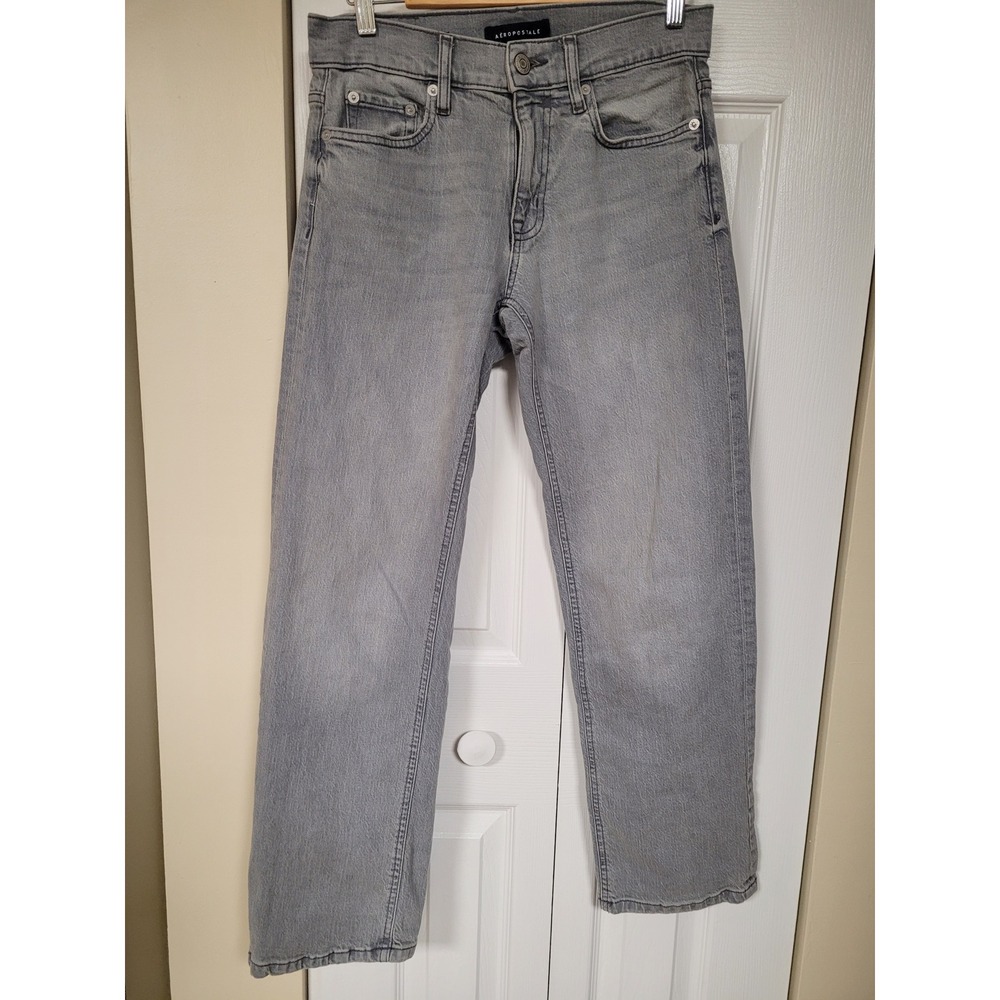 Aeropostale Low Rise Baggy Jeans Women 2 Short Light Grey Denim Relaxed Fit